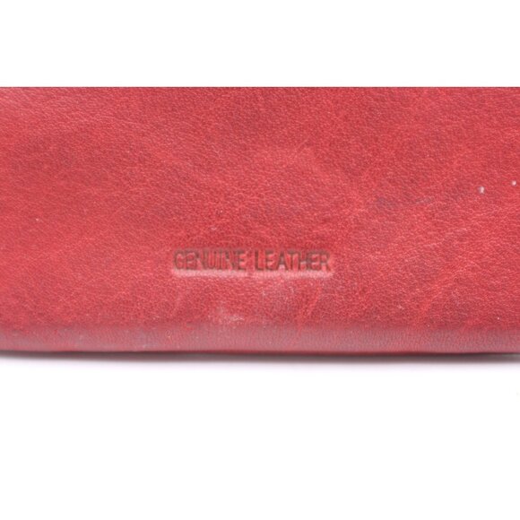 Fossil Red Genuine Leather Mini Coin Purse Wallet Zippers Pockets w/ Key Ring - Picture 6 of 10